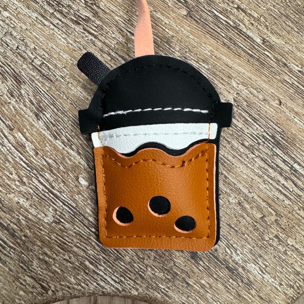 Brown Sugar Boba Tea Bag Charm NEW Cute Purse Charm Coffee Caramel Boba Lover - Picture 8 of 8